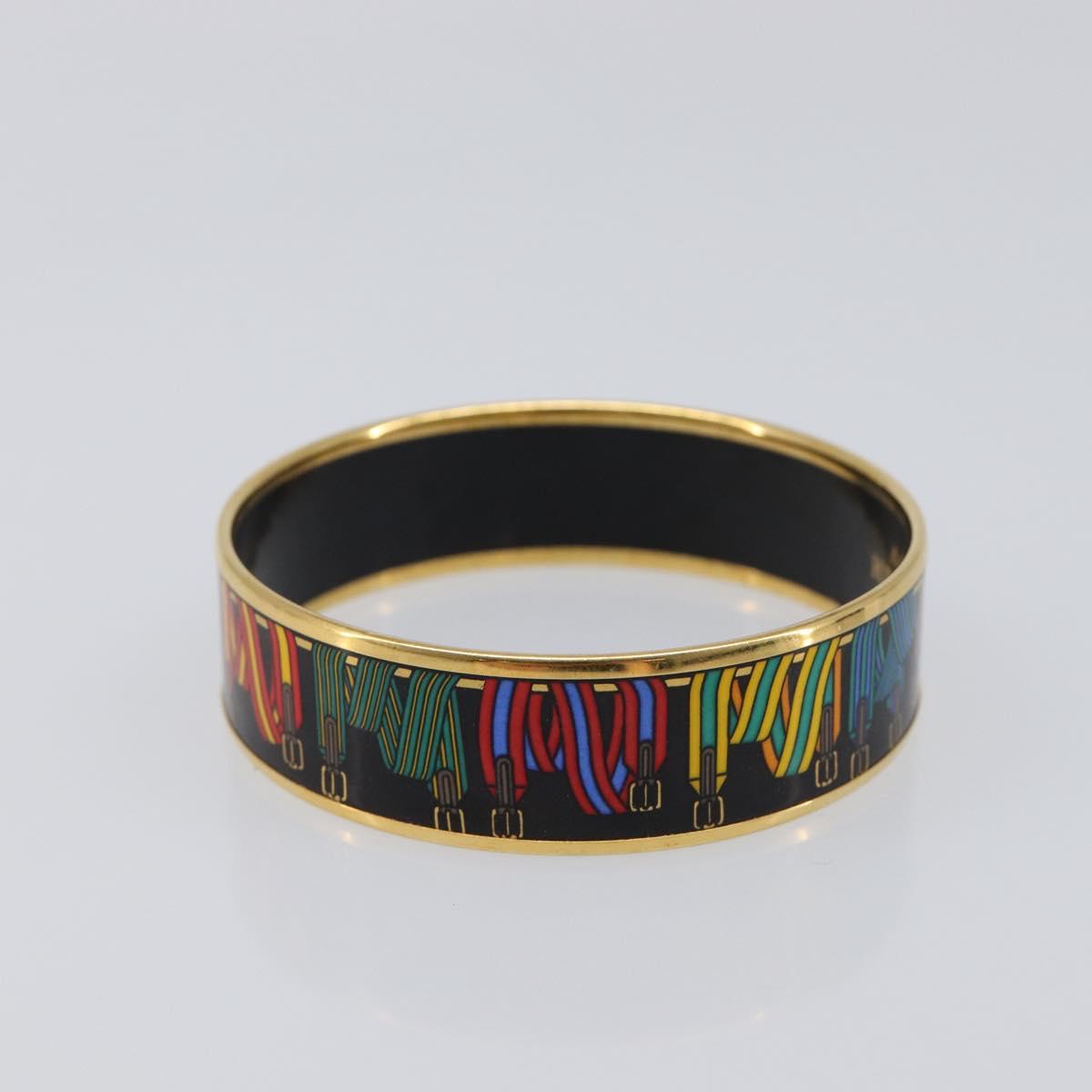HERMES Bangle Emaille GM Metal Gold Tone Auth 203626M