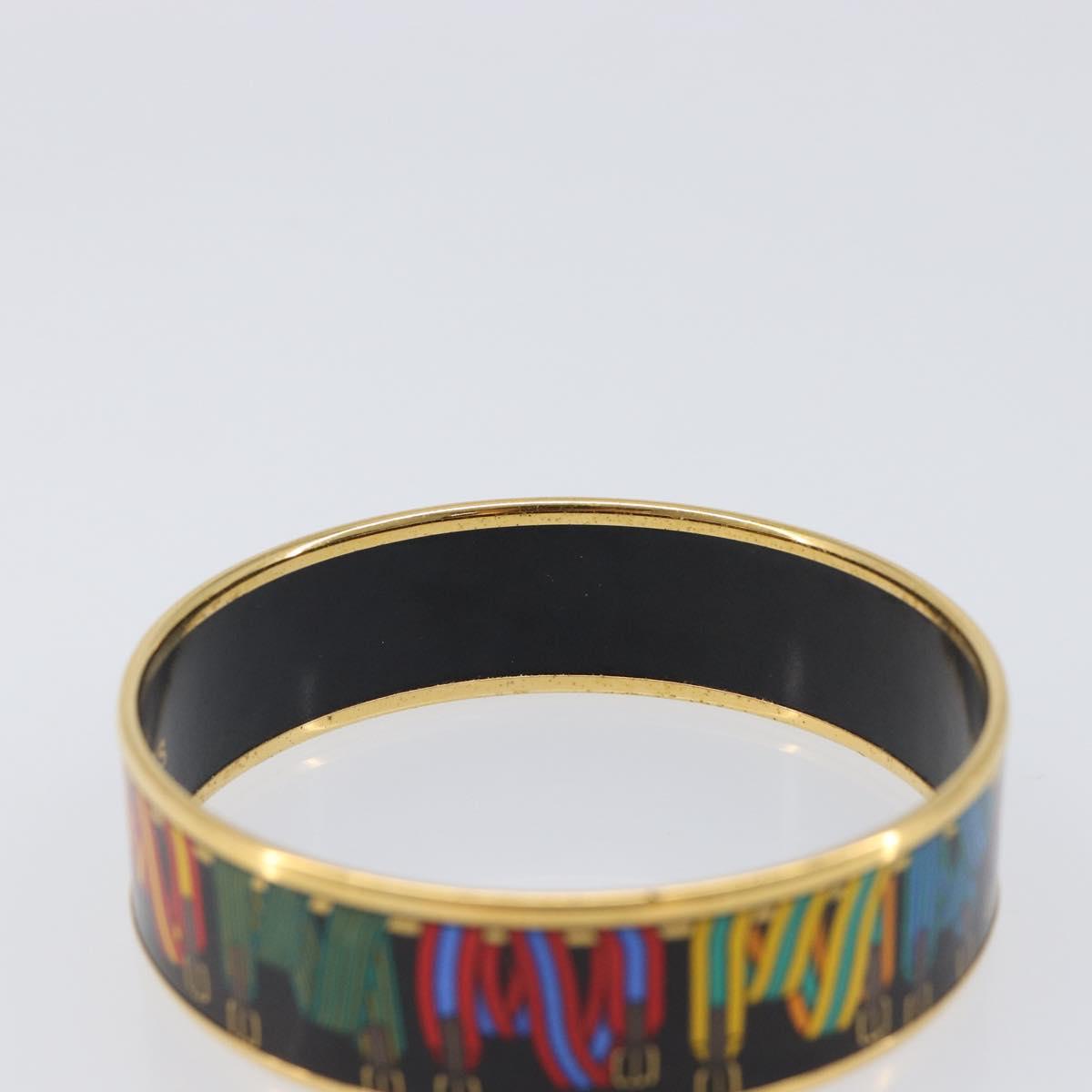 HERMES Bangle Emaille GM Metal Gold Tone Auth 203626M