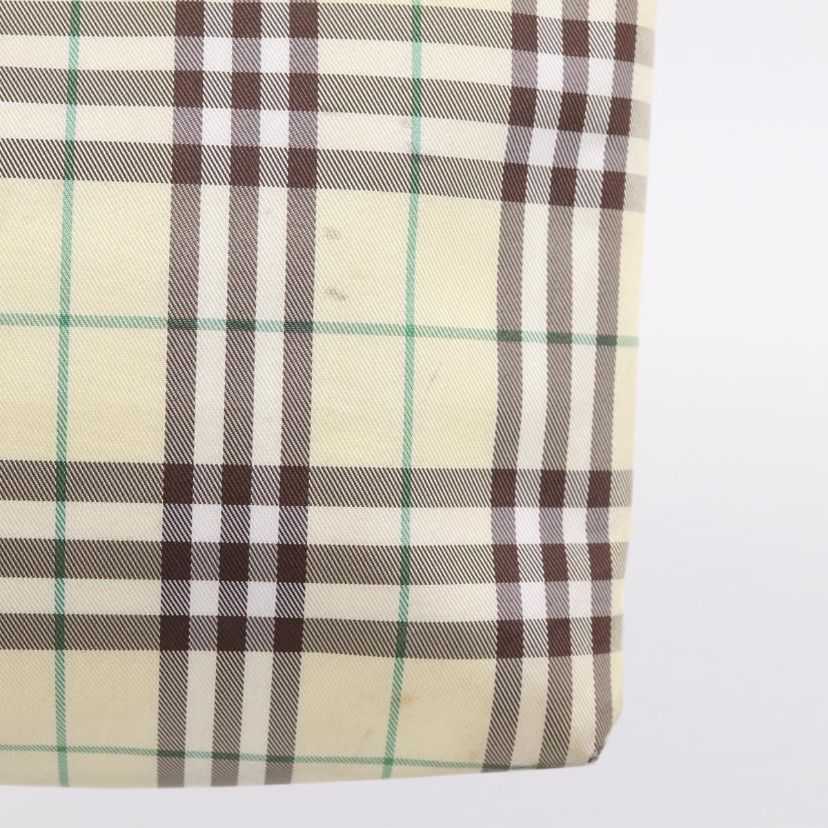 BURBERRY Nova Check Hand Bag Canvas Beige Silver Auth 203632