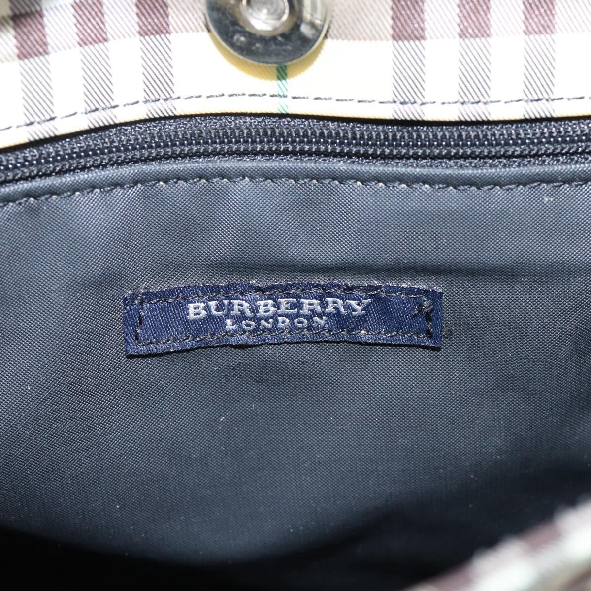 BURBERRY Nova Check Hand Bag Canvas Beige Silver Auth 203632