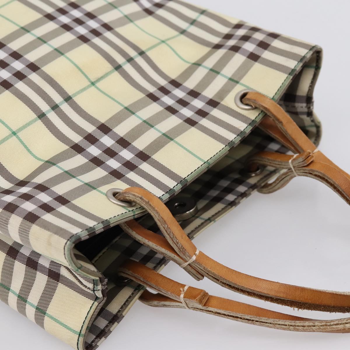 BURBERRY Nova Check Hand Bag Canvas Beige Silver Auth 203632