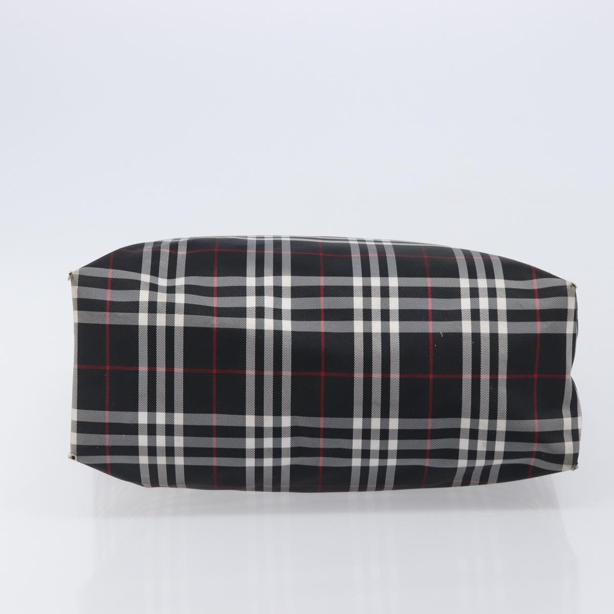 BURBERRY Nova Check Tote Bag Canvas Black Silver Auth 203633
