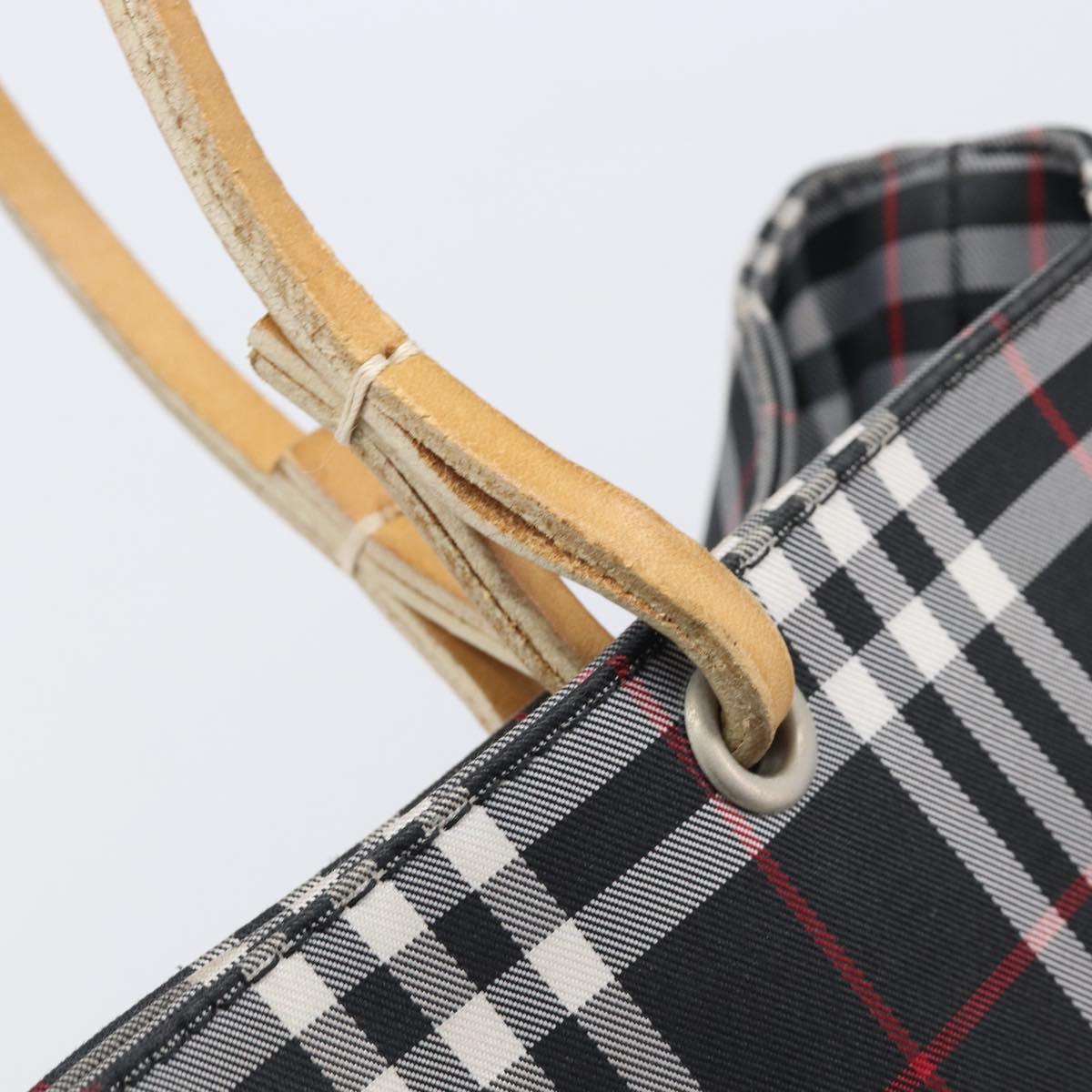 BURBERRY Nova Check Tote Bag Canvas Black Silver Auth 203633
