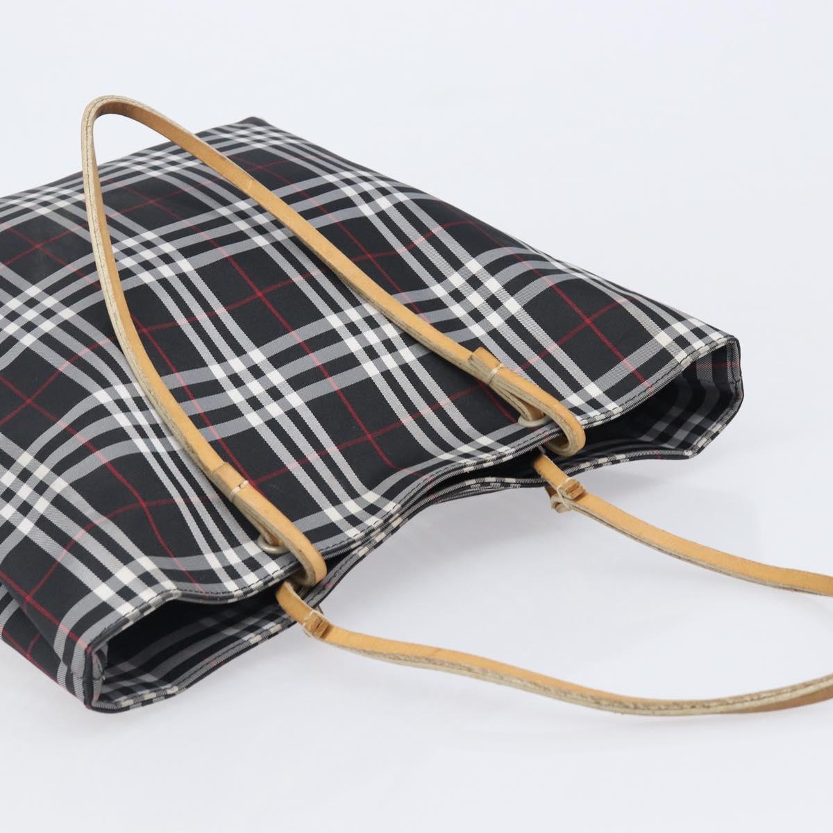 BURBERRY Nova Check Tote Bag Canvas Black Silver Auth 203633