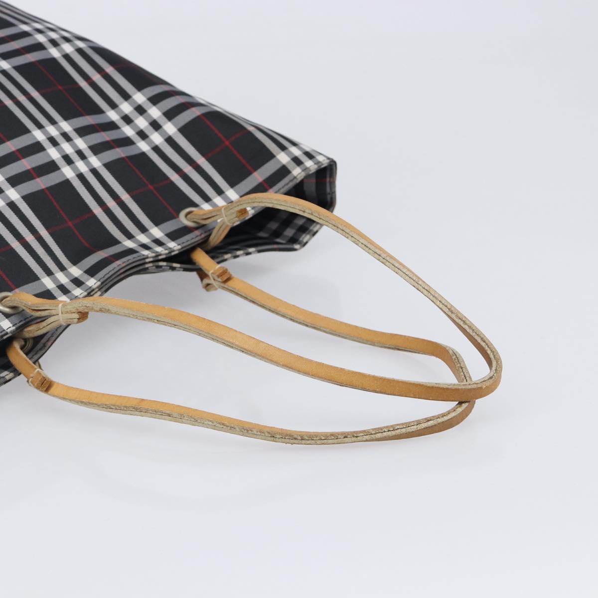 BURBERRY Nova Check Tote Bag Canvas Black Silver Auth 203633