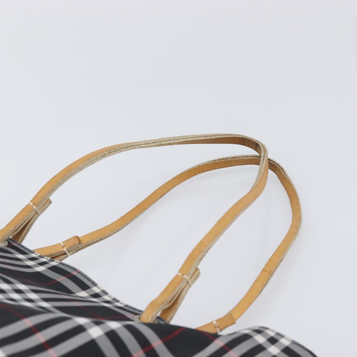 BURBERRY Nova Check Tote Bag Canvas Black Silver Auth 203633