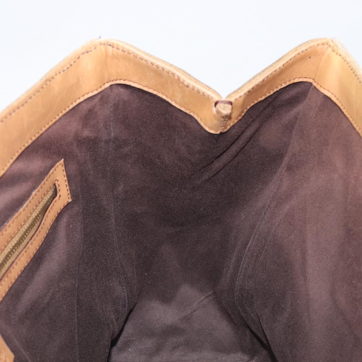 GUCCI GG Canvas Hand Bag Suede Beige Gold 120897 Auth 203634