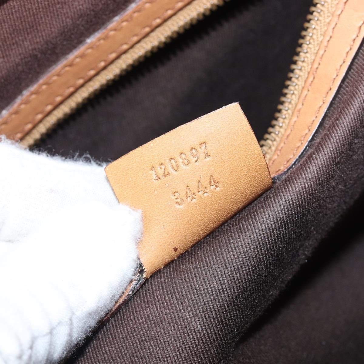GUCCI GG Canvas Hand Bag Suede Beige Gold 120897 Auth 203634