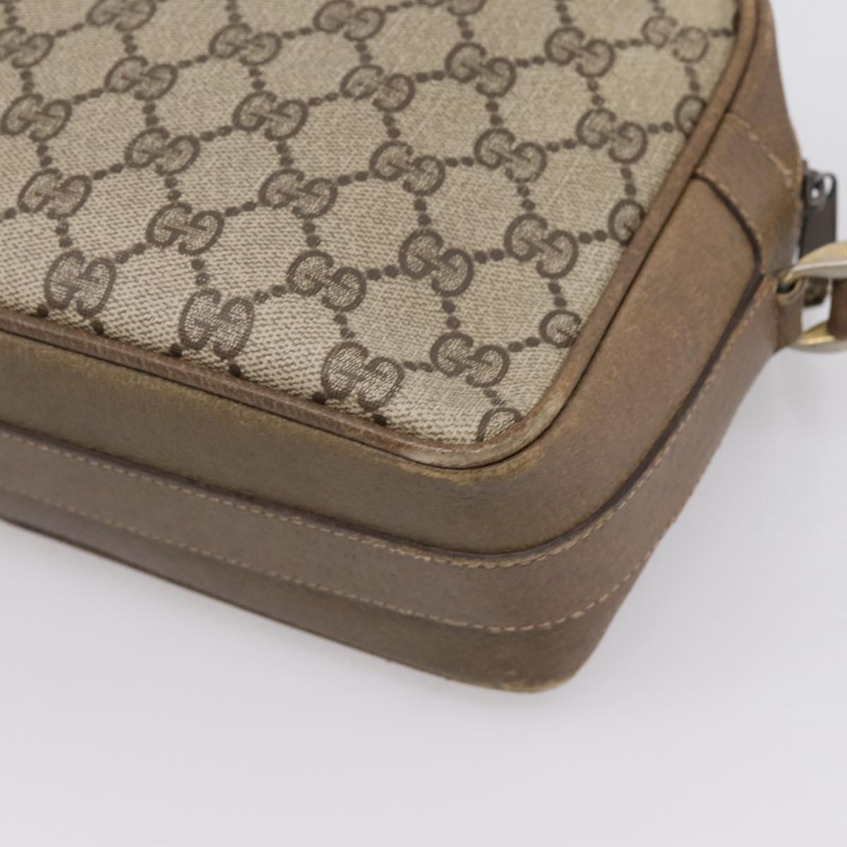 GUCCI GG Supreme Shoulder Bag PVC Beige Gold Auth 203635