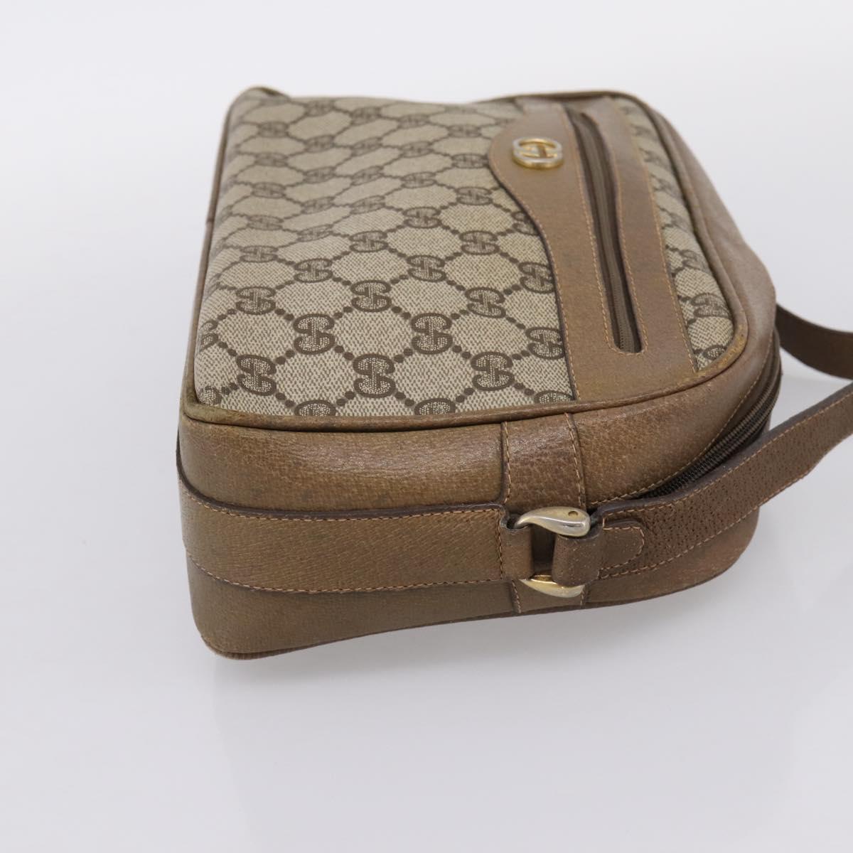 GUCCI GG Supreme Shoulder Bag PVC Beige Gold Auth 203635