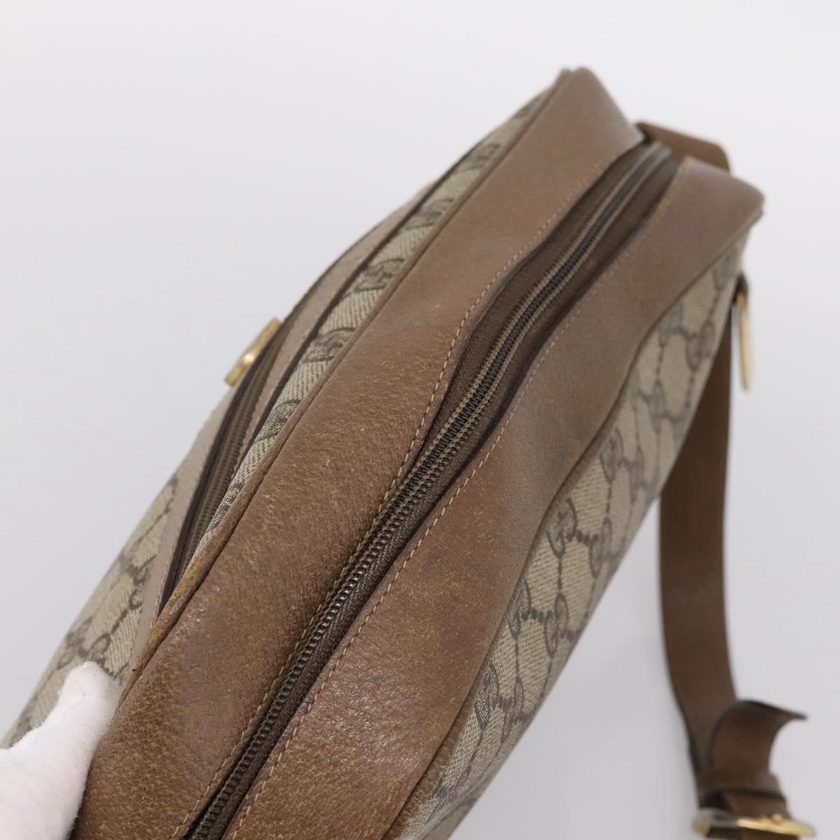 GUCCI GG Supreme Shoulder Bag PVC Beige Gold Auth 203635