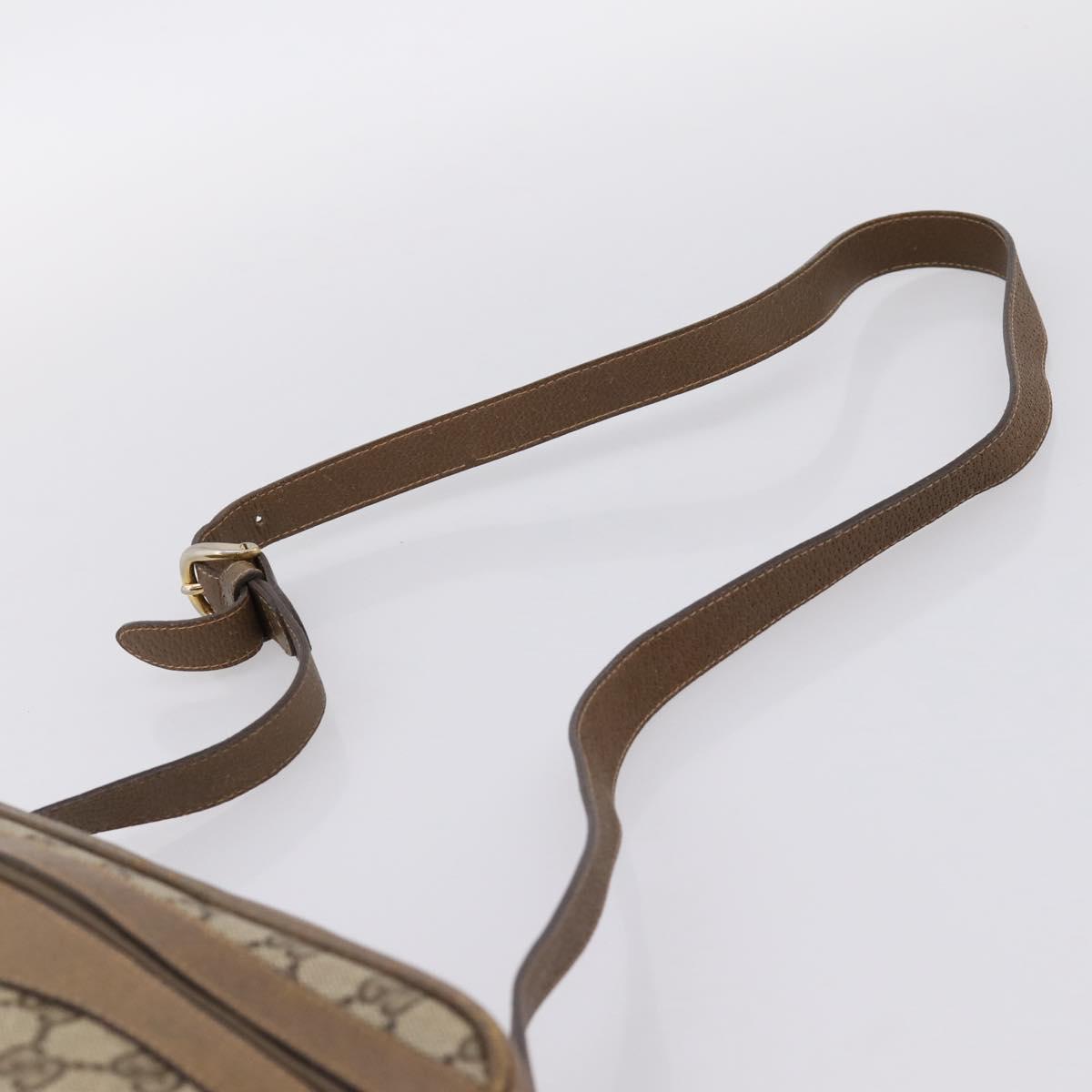 GUCCI GG Supreme Shoulder Bag PVC Beige Gold Auth 203635
