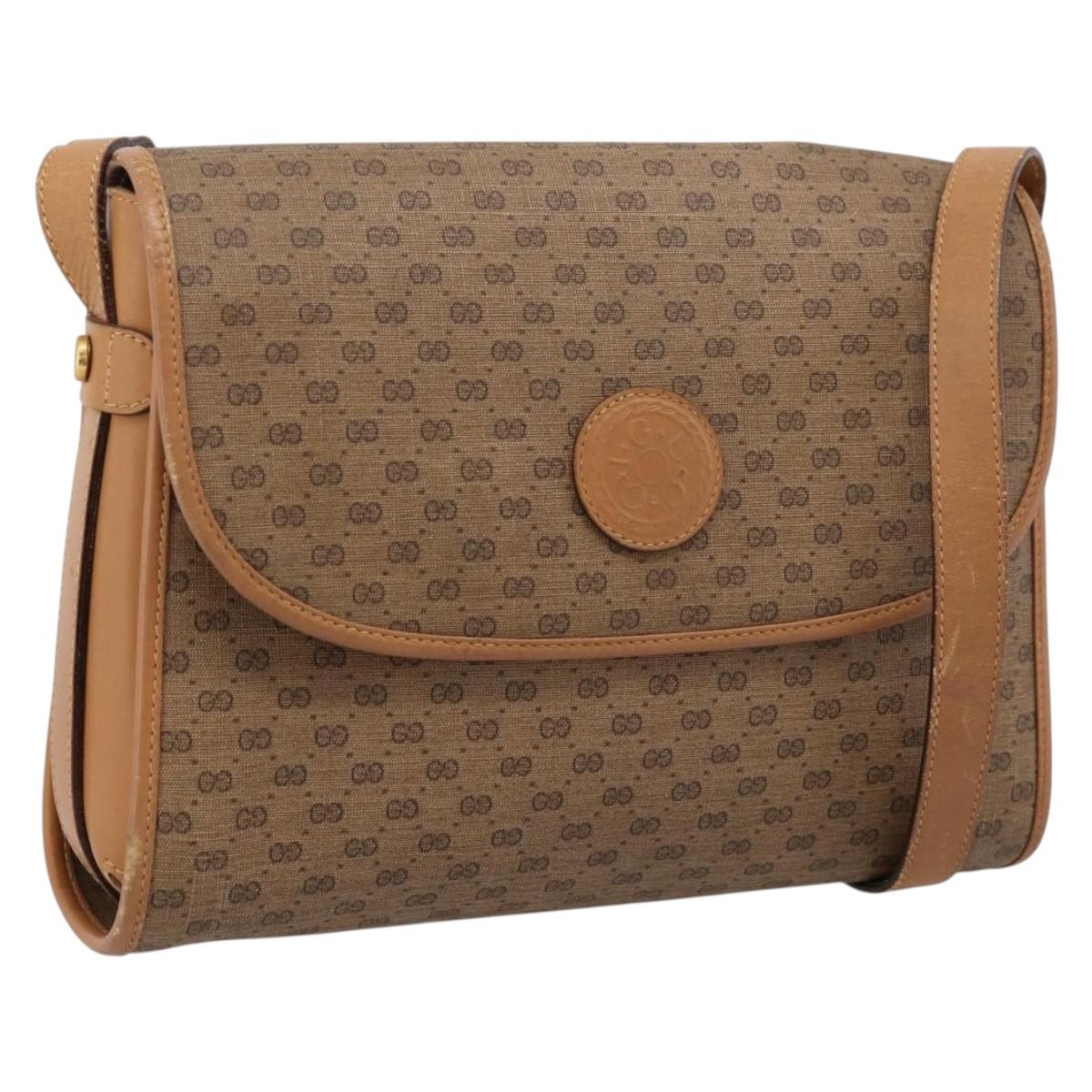 GUCCI Micro GG Supreme Shoulder Bag PVC Beige Gold 001 14 0712 Auth 203636