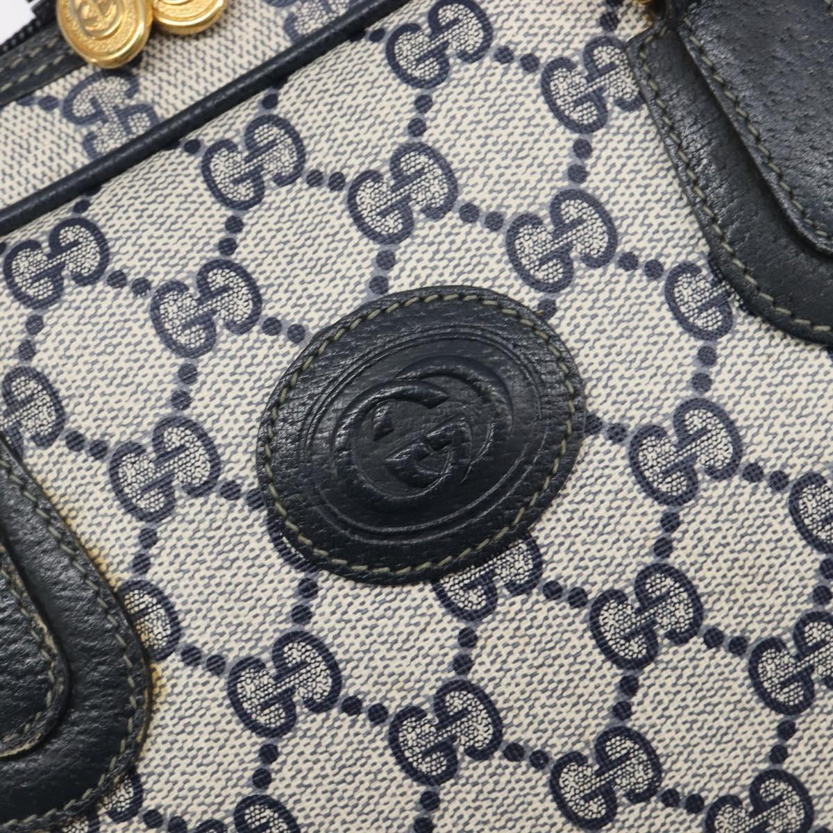 GUCCI GG Supreme Hand Bag PVC Navy Gold 000 58 0090 Auth 203639