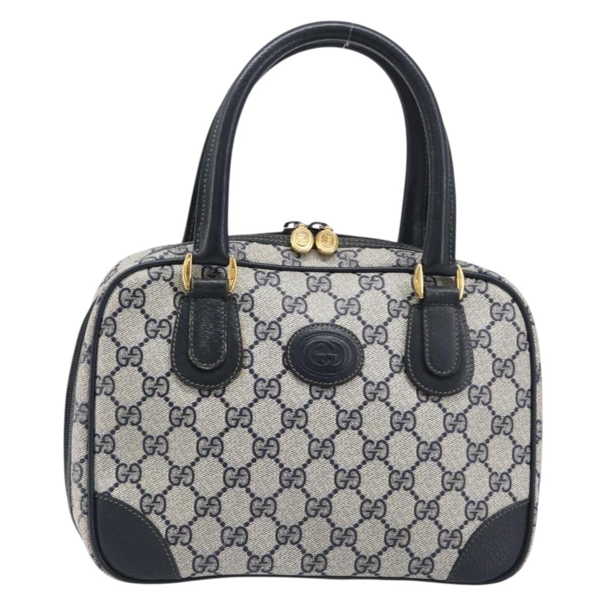 GUCCI GG Supreme Hand Bag PVC Navy Gold 000 58 0090 Auth 203639