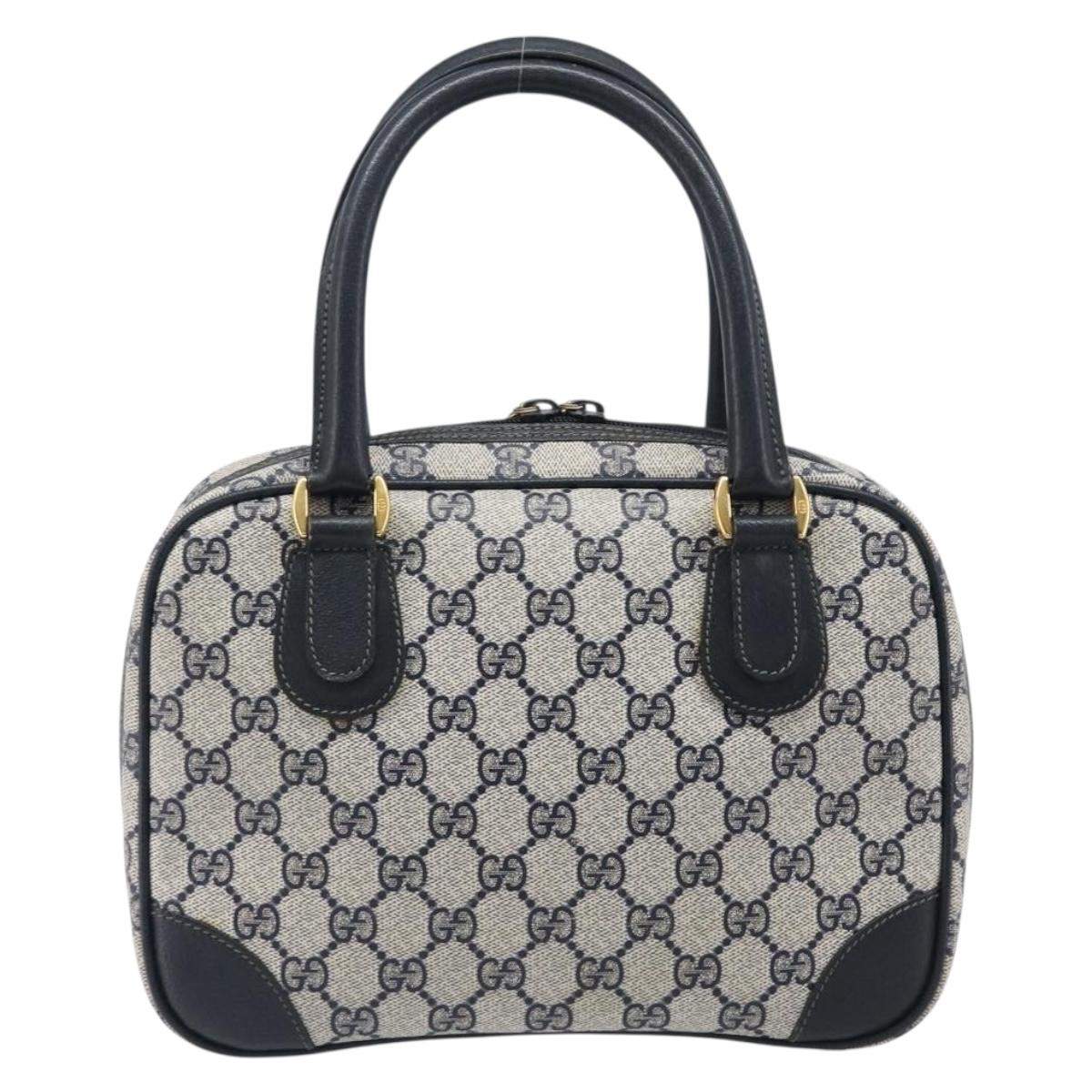 GUCCI GG Supreme Hand Bag PVC Navy Gold 000 58 0090 Auth 203639