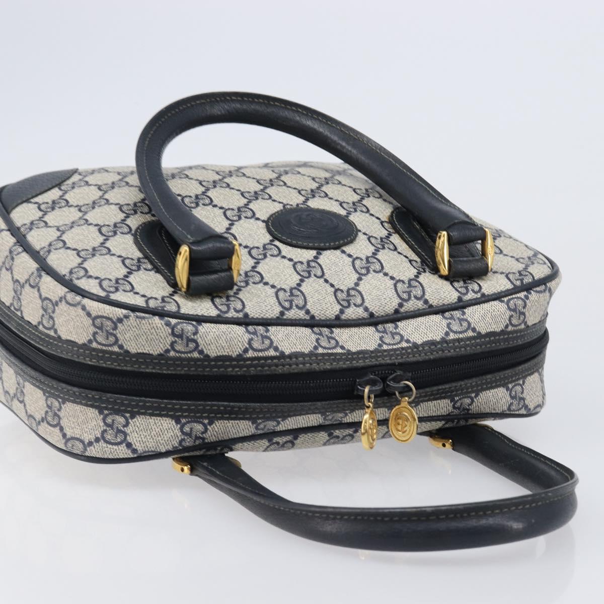 GUCCI GG Supreme Hand Bag PVC Navy Gold 000 58 0090 Auth 203639