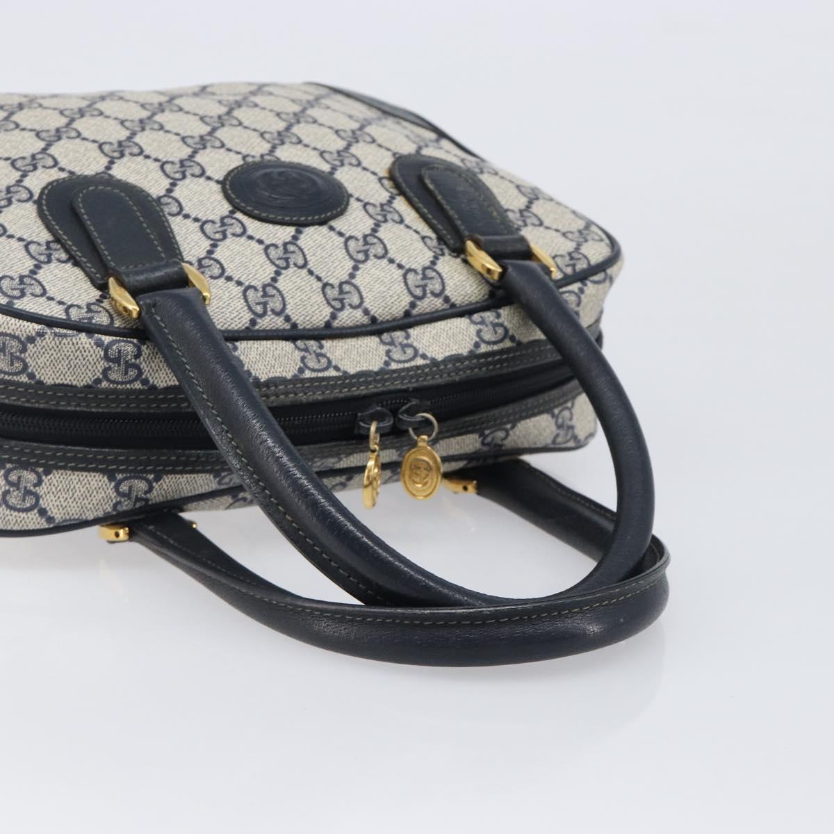 GUCCI GG Supreme Hand Bag PVC Navy Gold 000 58 0090 Auth 203639