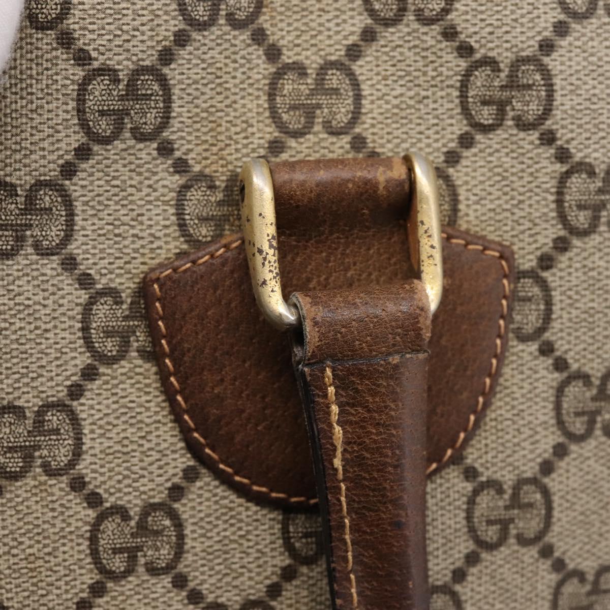 GUCCI GG Supreme Tote Bag PVC Beige Gold Auth 203643