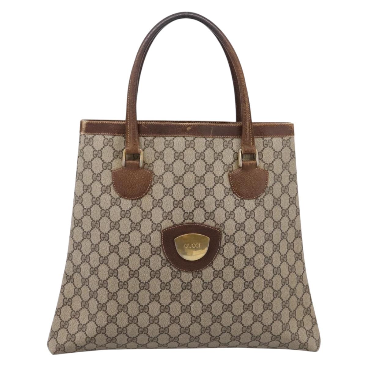 GUCCI GG Supreme Tote Bag PVC Beige Gold Auth 203643