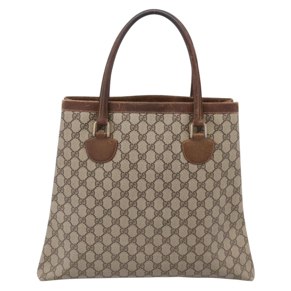 GUCCI GG Supreme Tote Bag PVC Beige Gold Auth 203643