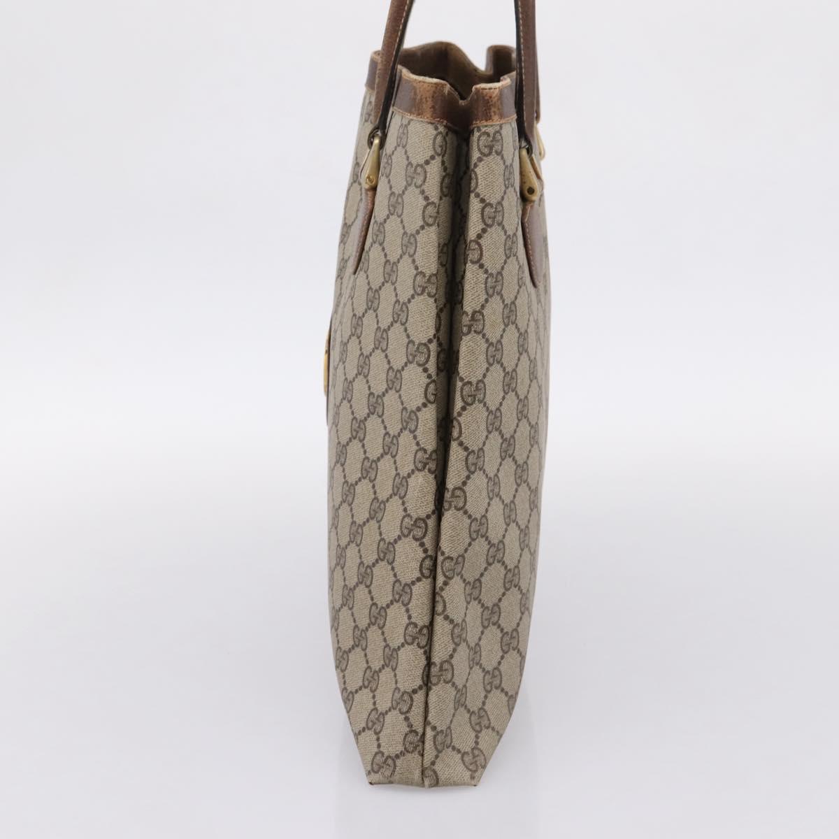 GUCCI GG Supreme Tote Bag PVC Beige Gold Auth 203643