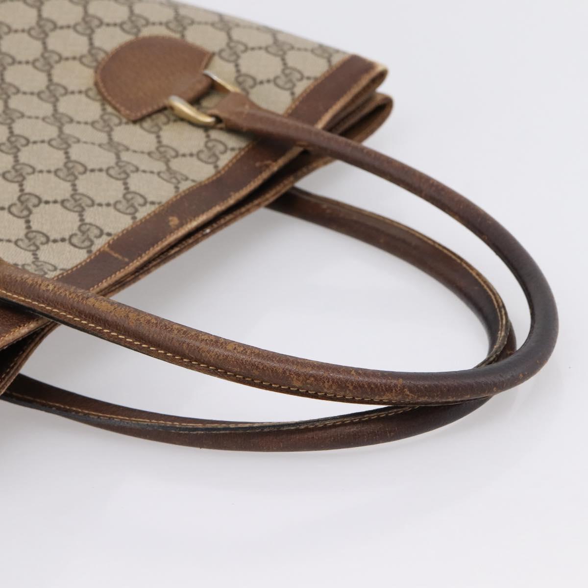 GUCCI GG Supreme Tote Bag PVC Beige Gold Auth 203643