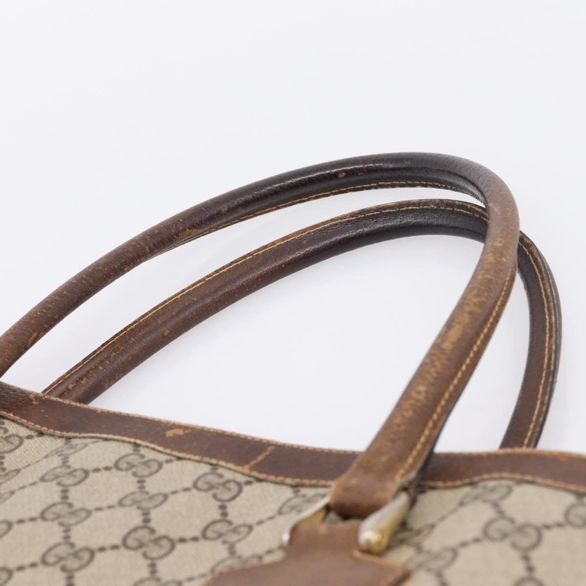 GUCCI GG Supreme Tote Bag PVC Beige Gold Auth 203643