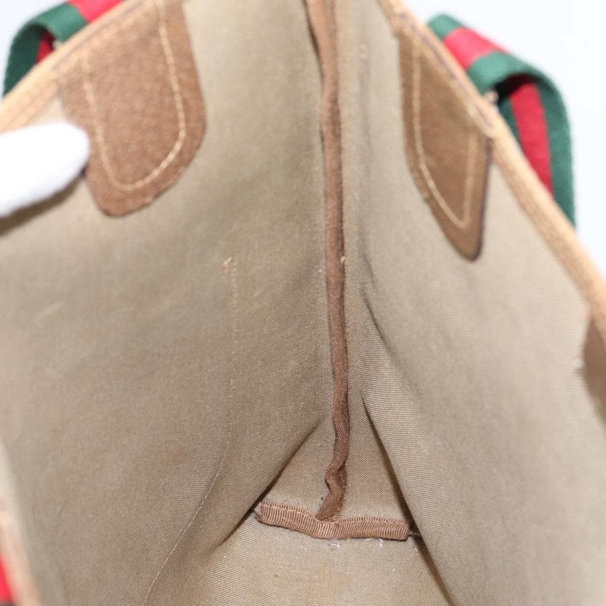 GUCCI GG Supreme Web Sherry Line Tote Bag PVC Beige Gold 40 02 003 Auth 203644