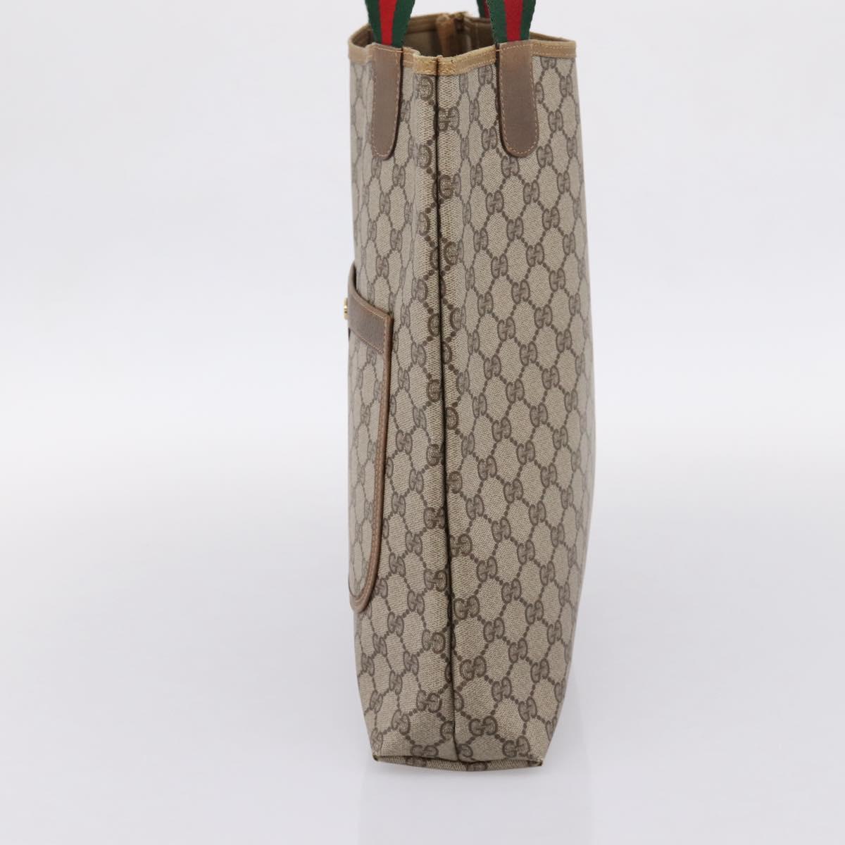 GUCCI GG Supreme Web Sherry Line Tote Bag PVC Beige Gold 40 02 003 Auth 203644