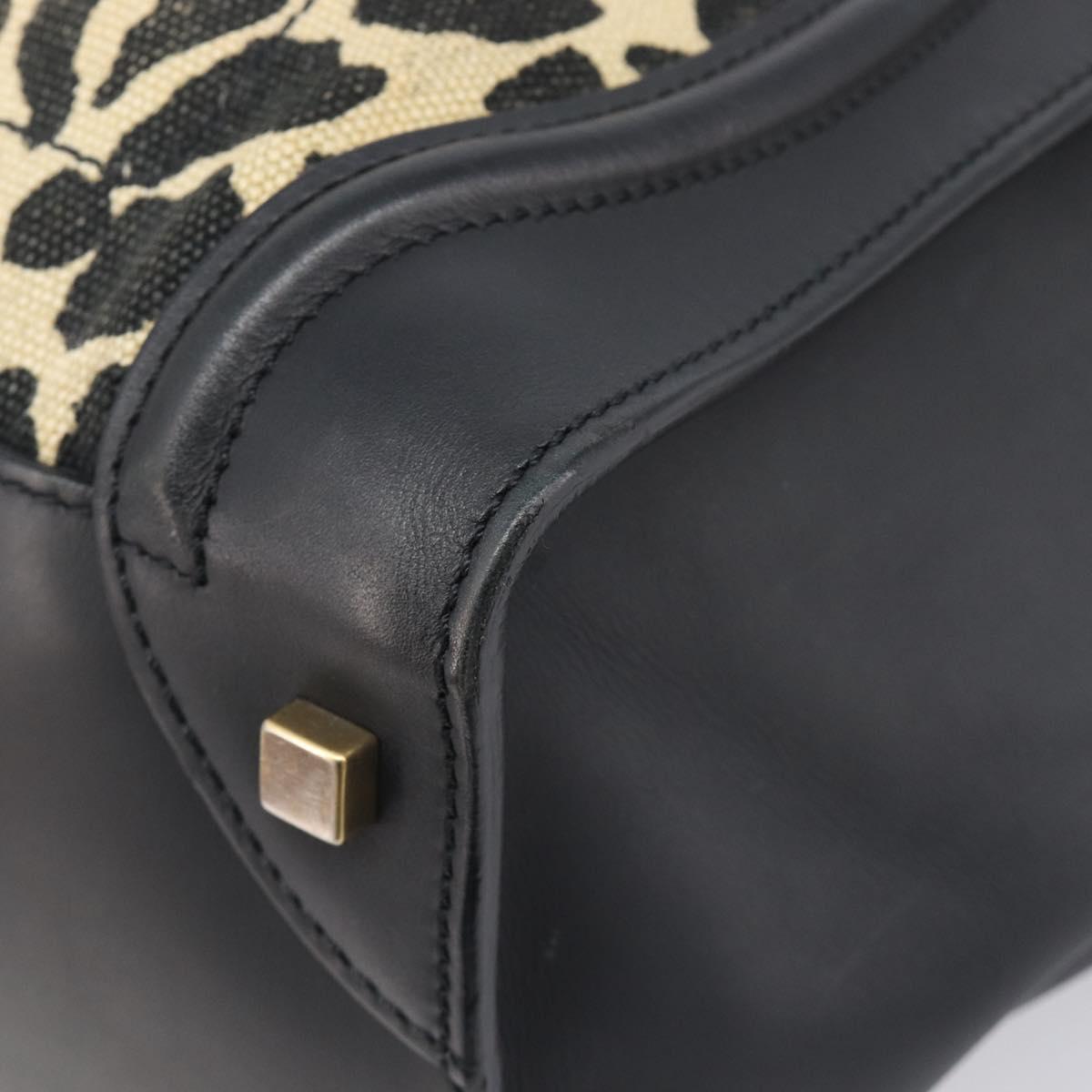 CELINE Luggage Mini Shopper Hand Bag Canvas Leather Black Gold Auth 203648A