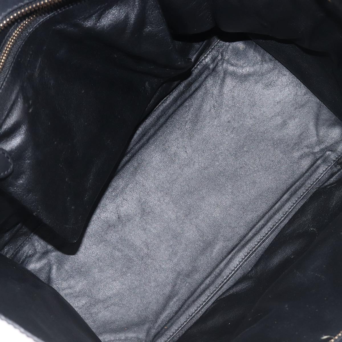 CELINE Luggage Mini Shopper Hand Bag Canvas Leather Black Gold Auth 203648A