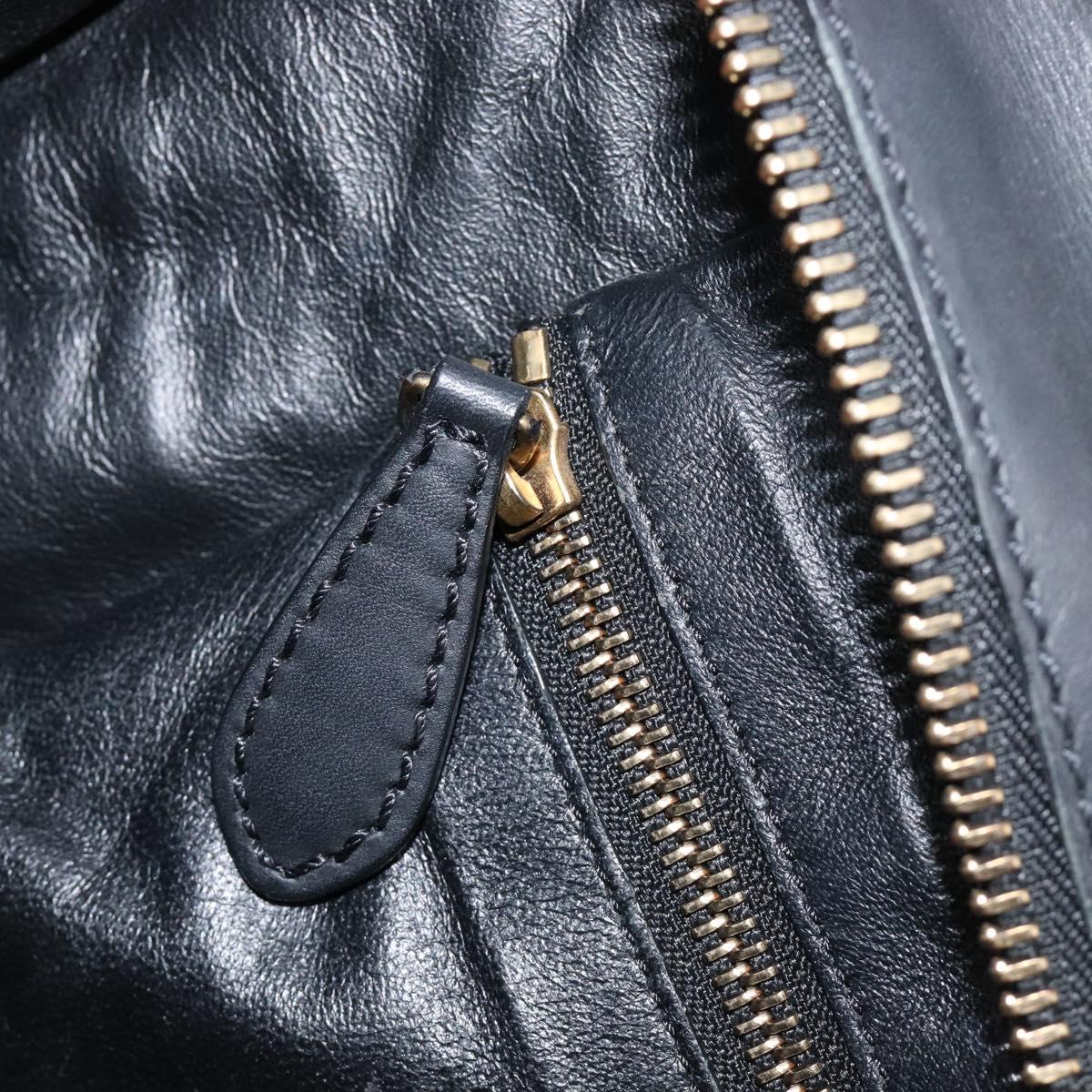 CELINE Luggage Mini Shopper Hand Bag Canvas Leather Black Gold Auth 203648A