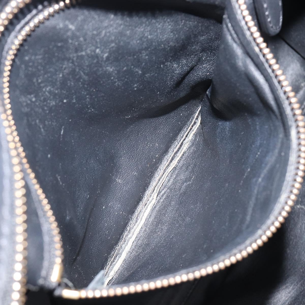CELINE Luggage Mini Shopper Hand Bag Canvas Leather Black Gold Auth 203648A