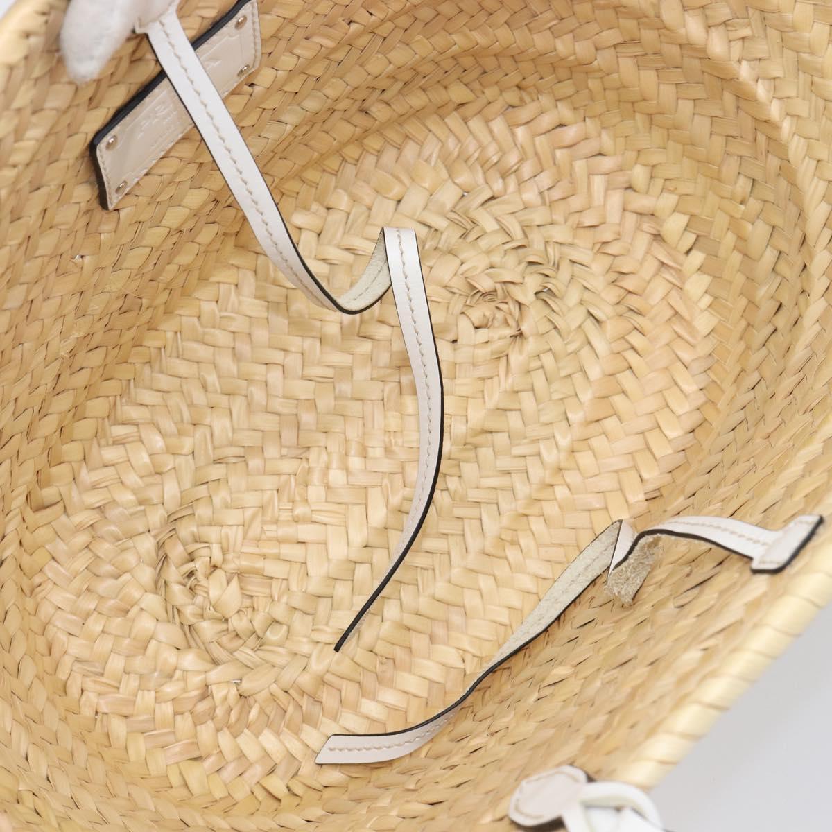 PRADA Woven Palm Tote Bag Raffia Beige Auth 203649M