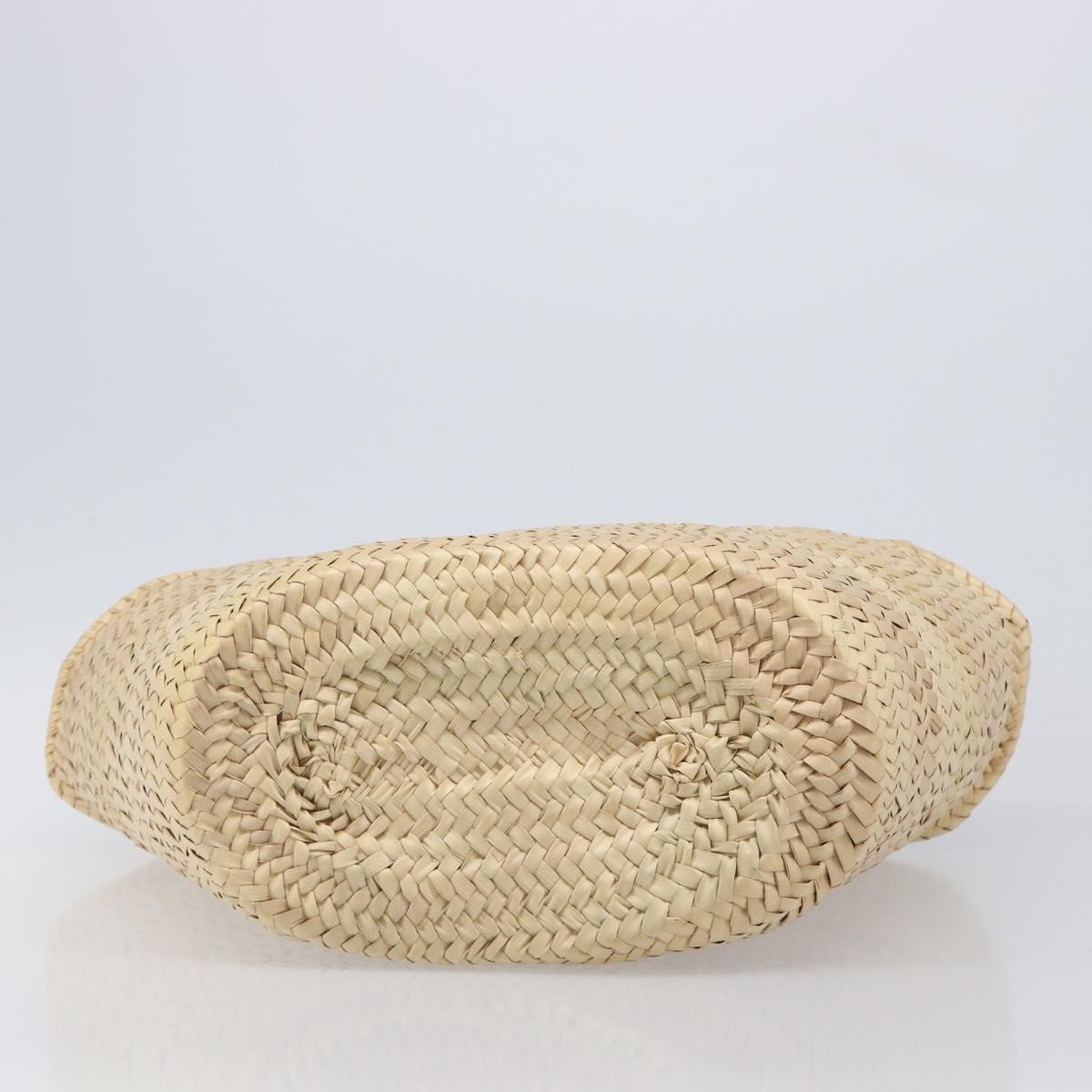 PRADA Woven Palm Tote Bag Raffia Beige Auth 203649M