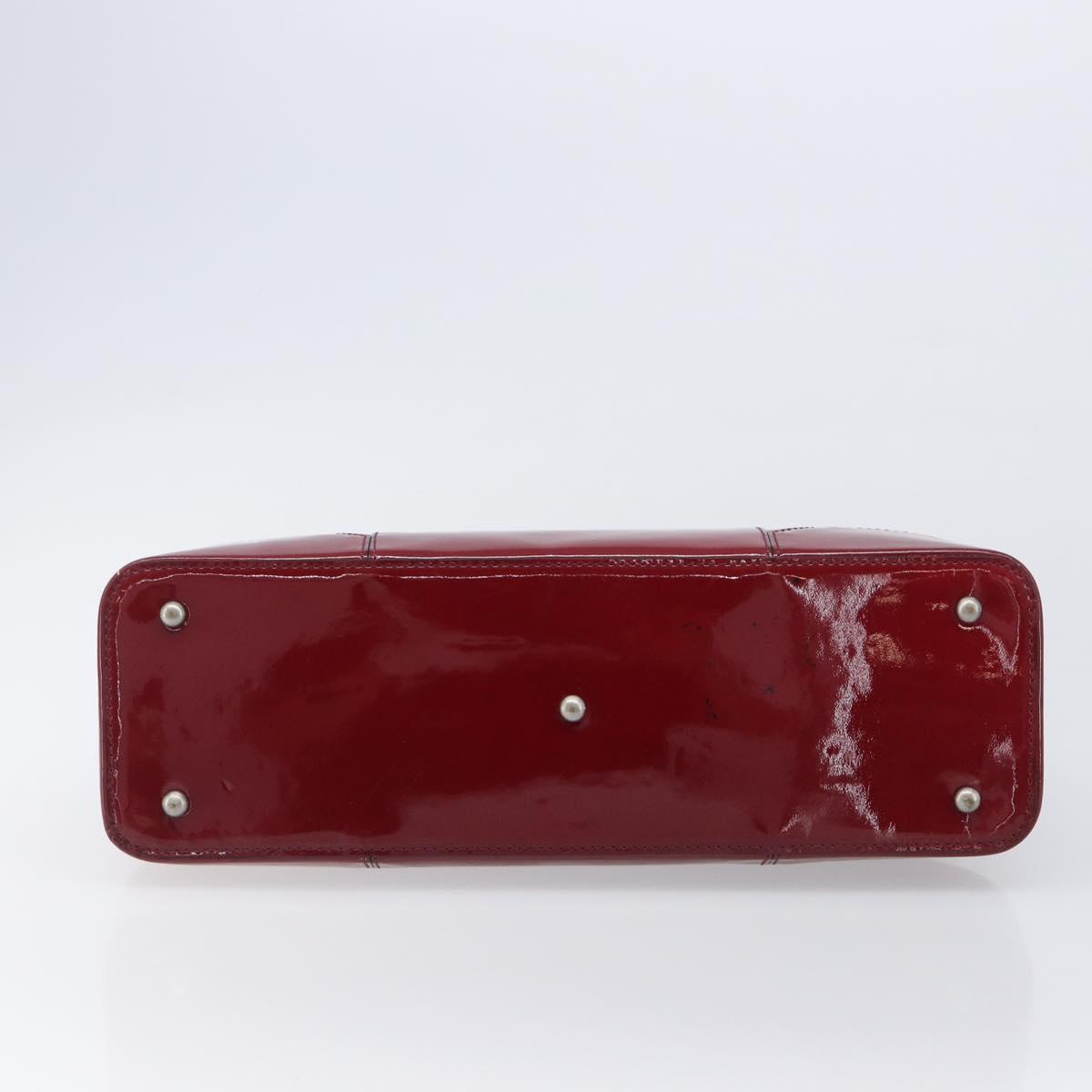 BURBERRY Hand Bag Patent Leather Red Silver Auth 203652