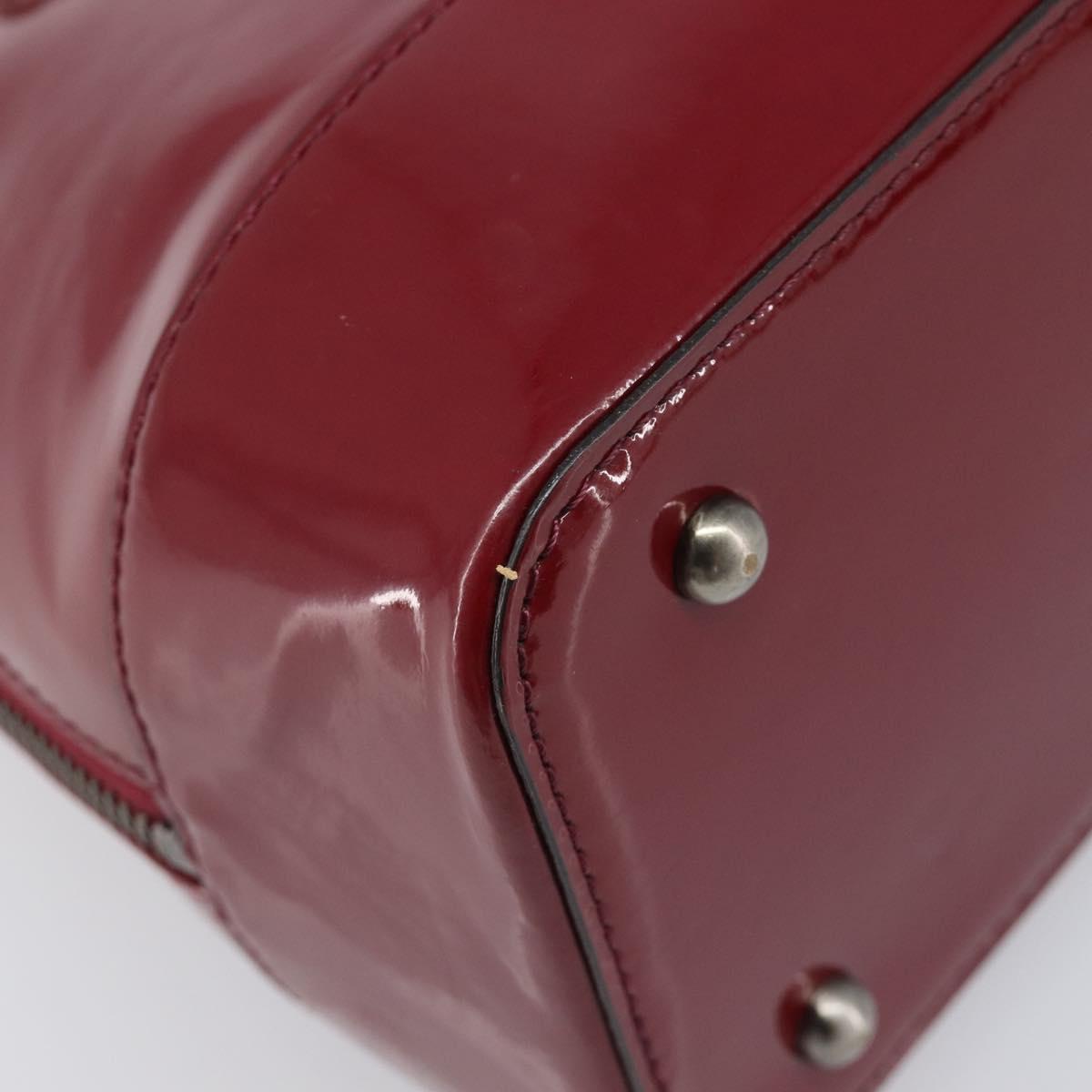 BURBERRY Hand Bag Patent Leather Red Silver Auth 203652