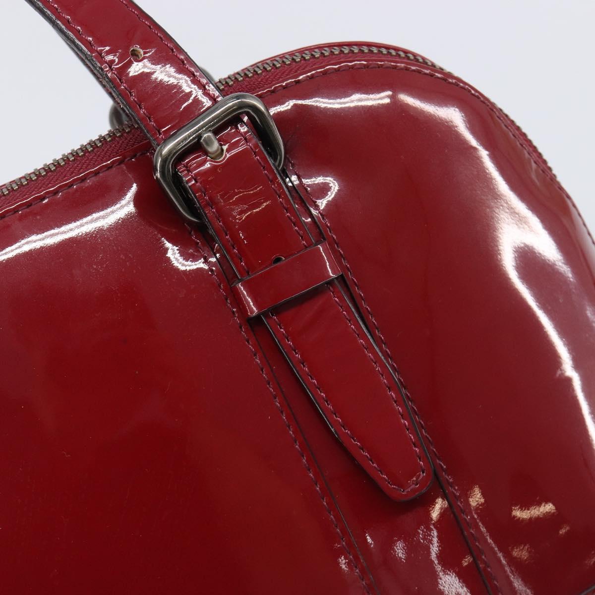 BURBERRY Hand Bag Patent Leather Red Silver Auth 203652