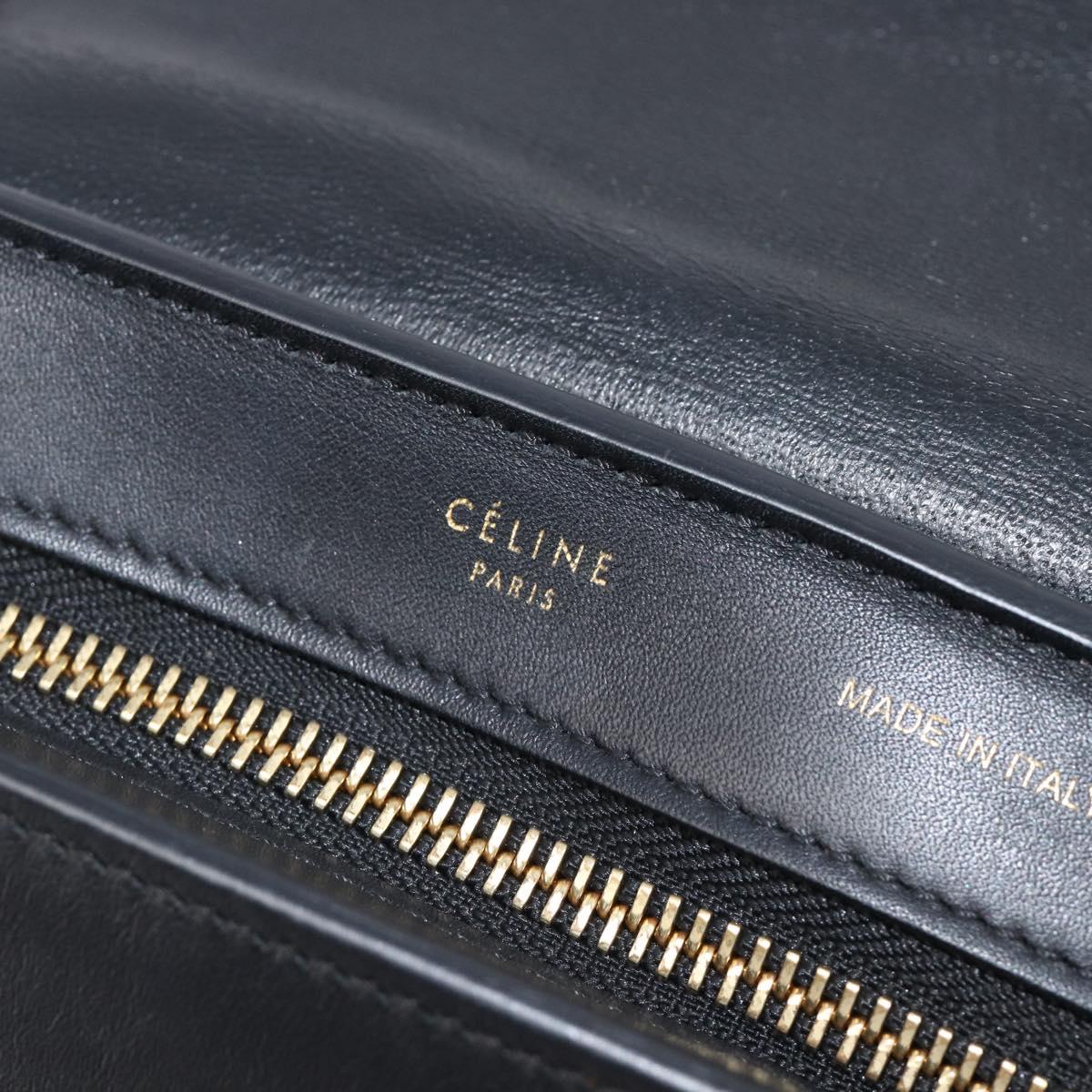 CELINE Trapeze Hand Bag Leather 2way Beige Gold Auth 203653