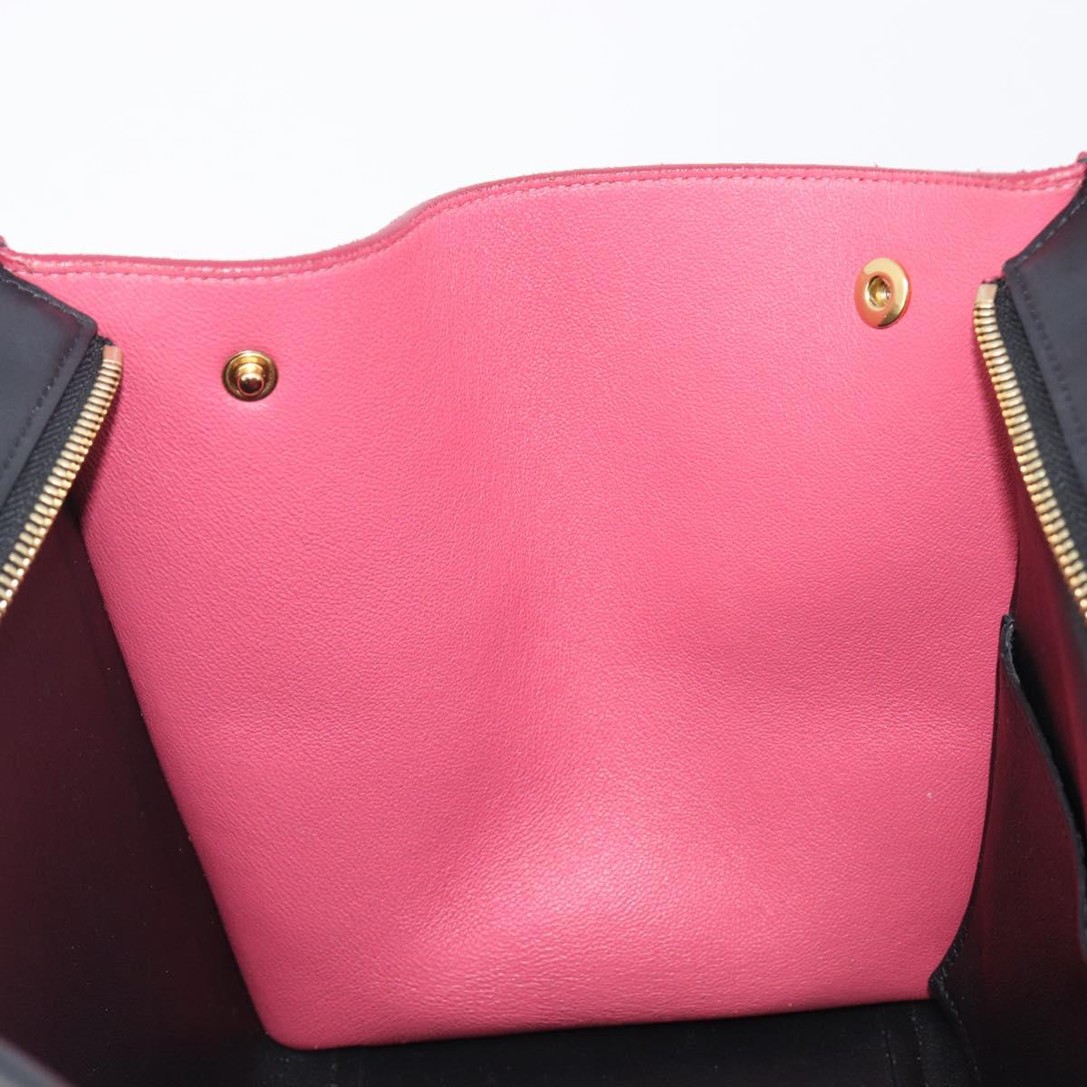 CELINE Trapeze Hand Bag Leather 2way Beige Gold Auth 203653