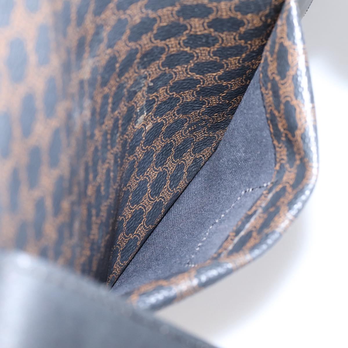 CELINE Macadam Canvas Tote Bag PVC Leather Black Gold Auth 203654A