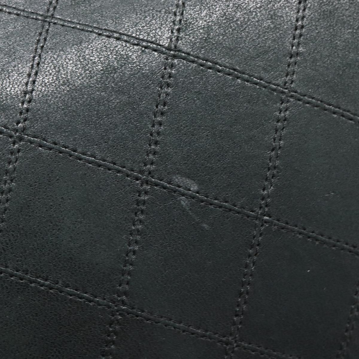 CHANEL Bicolore Clutch Bag Lamb Skin Black CC Auth 203657