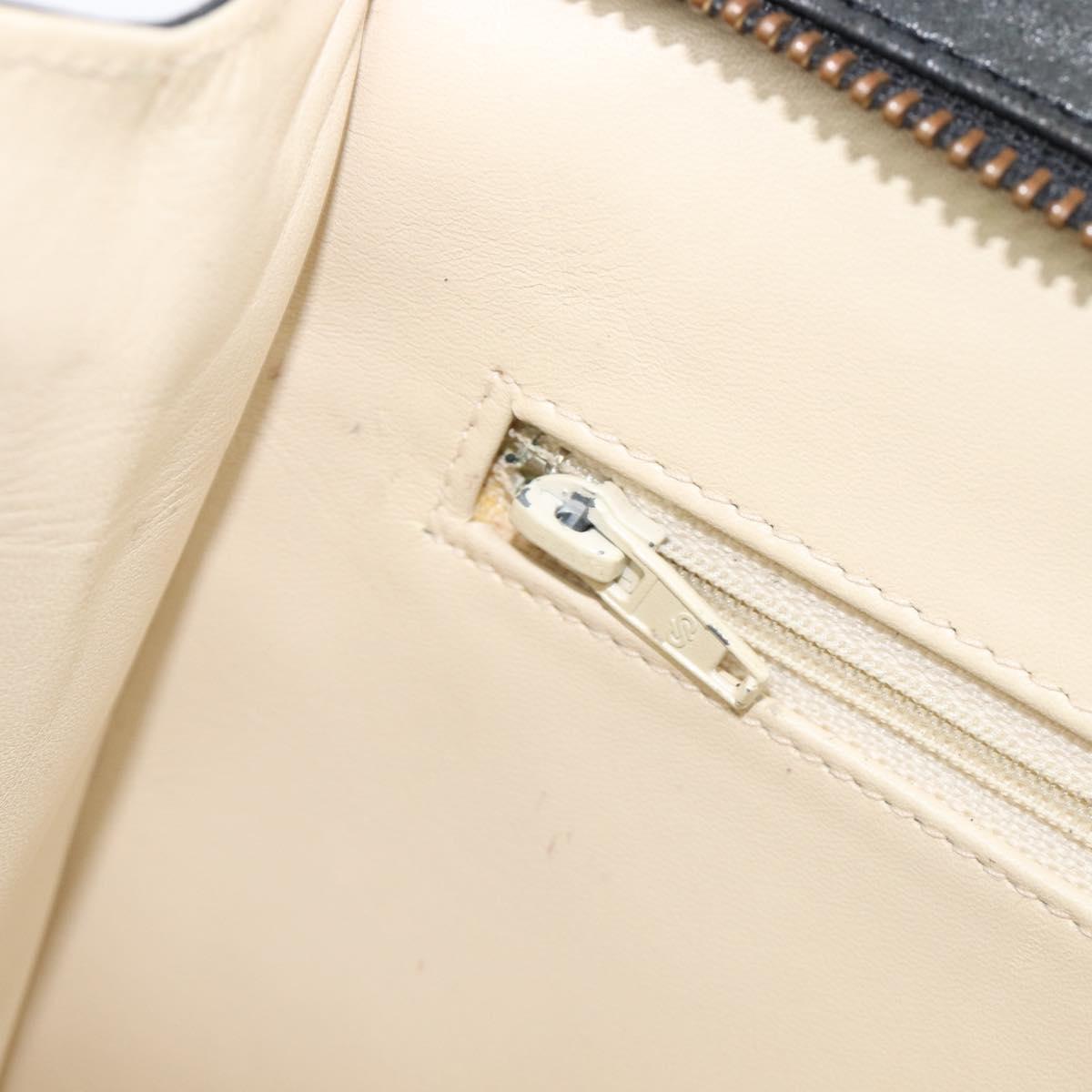 CHANEL Bicolore Clutch Bag Lamb Skin Black CC Auth 203657