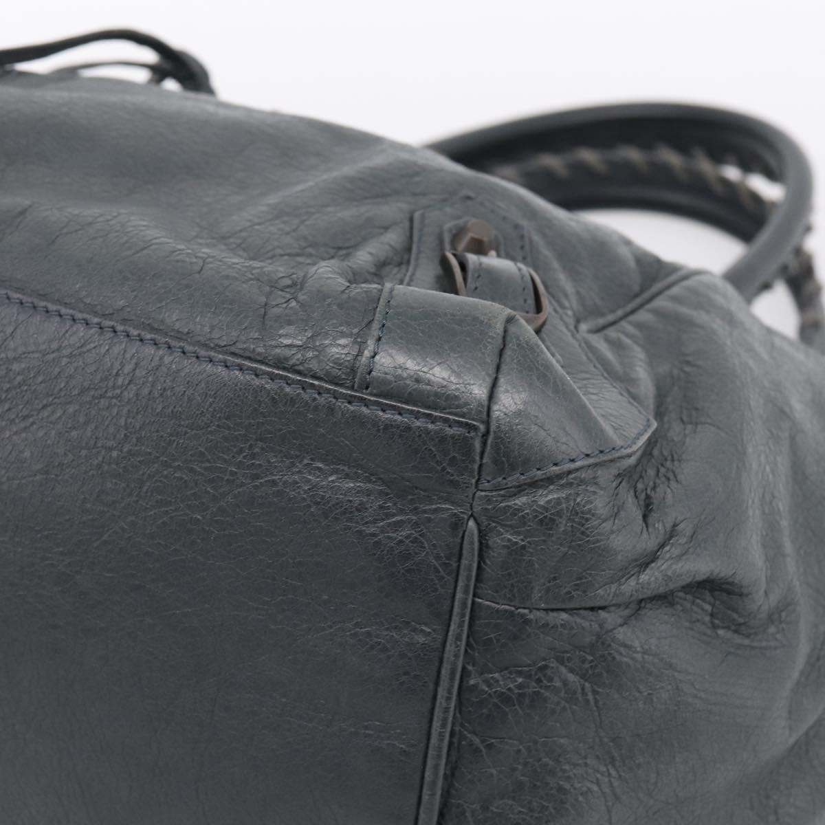 BALENCIAGA The Sunday Hand Bag Leather Navy 228750 Auth 203658V