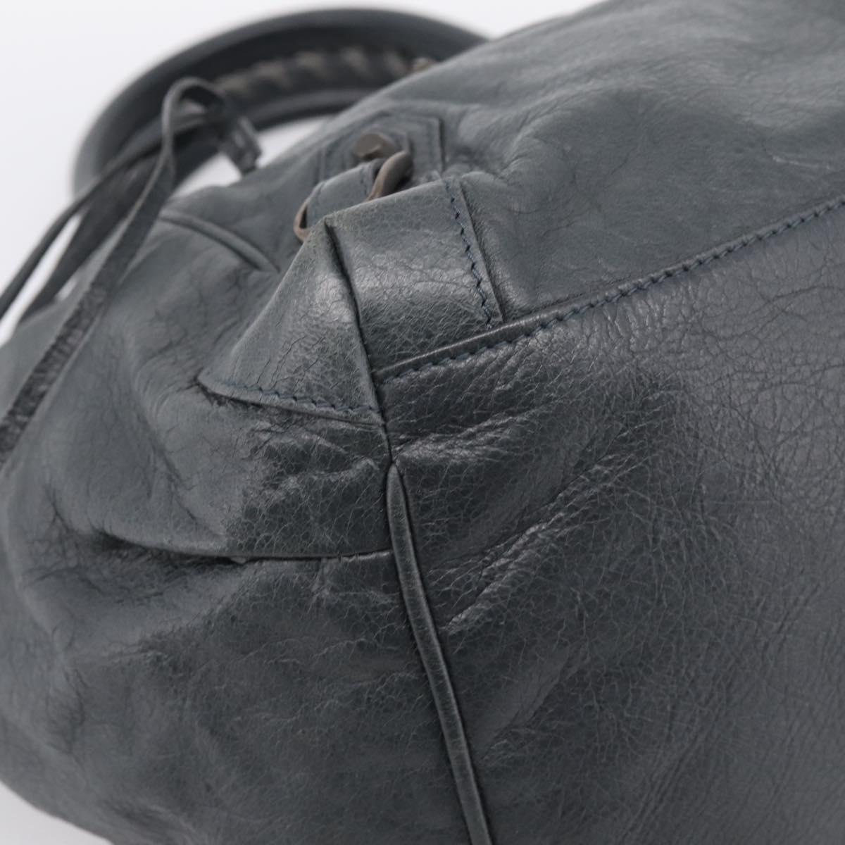 BALENCIAGA The Sunday Hand Bag Leather Navy 228750 Auth 203658V