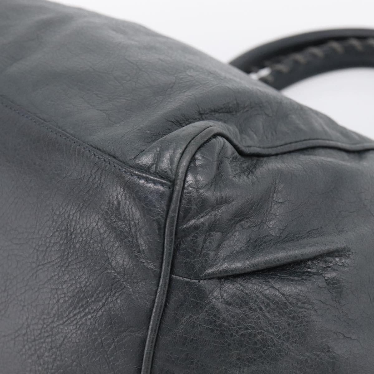 BALENCIAGA The Sunday Hand Bag Leather Navy 228750 Auth 203658V