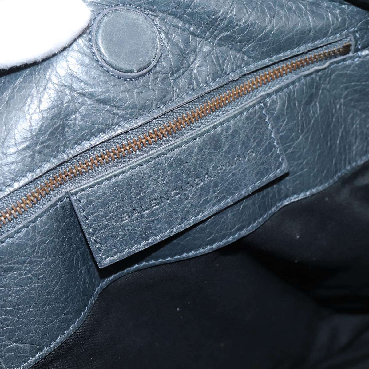 BALENCIAGA The Sunday Hand Bag Leather Navy 228750 Auth 203658V