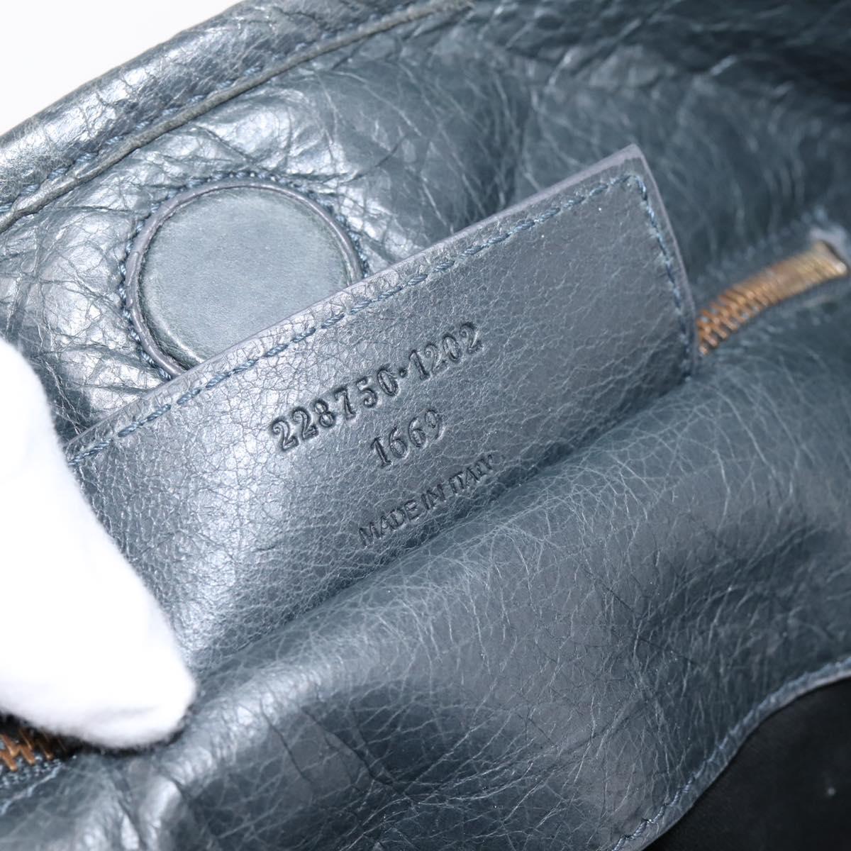 BALENCIAGA The Sunday Hand Bag Leather Navy 228750 Auth 203658V