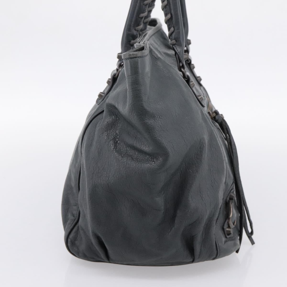 BALENCIAGA The Sunday Hand Bag Leather Navy 228750 Auth 203658V